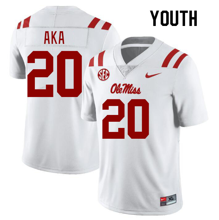 Youth #20 Joshua Aka Ole Miss Rebels College Football Jerseyes Stitched Sale-White